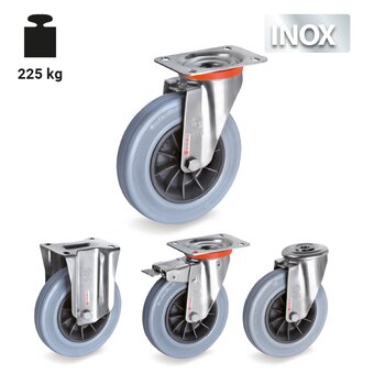 TR-22-NLX-Roues avec montures en acier inox pour charges légères